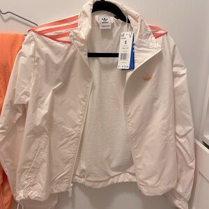 Adidas cream and orange/peach jacket